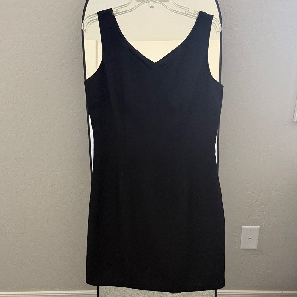 Sleek Black V-Neck Mini Dress